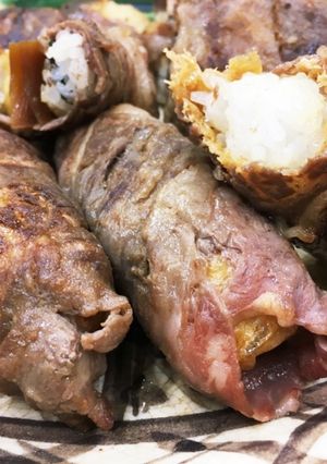 ラクチン☆簡単 助六の肉巻きおにぎり-レシピのメイン写真