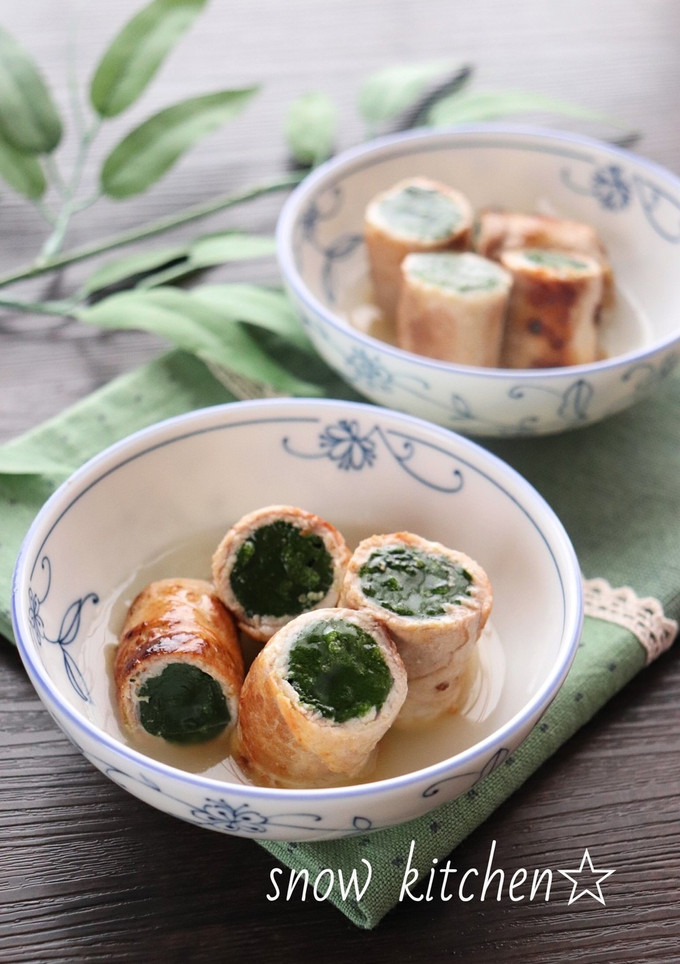 ほうれん草の豚肉巻き☆白だしあんがけ-レシピのメイン写真