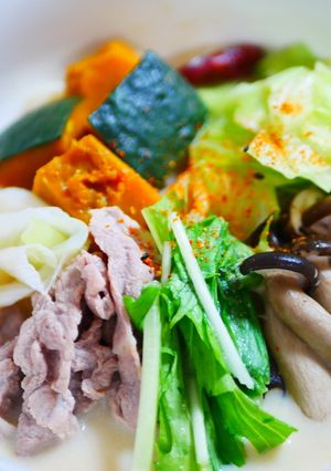 豆乳味噌仕立て♡まろやかほうとうどん-レシピのメイン写真