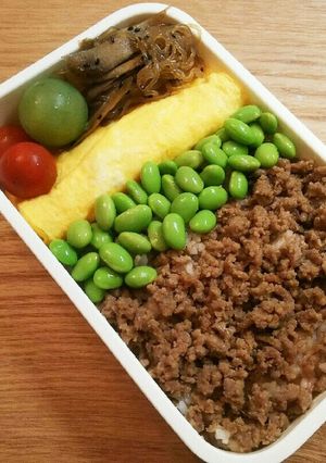 お弁当(10/15)牛そぼろ弁当-レシピのメイン写真