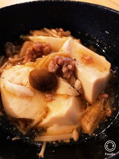 10分で出来る!豆腐のひき肉きのこ餡掛け-レシピのメイン写真