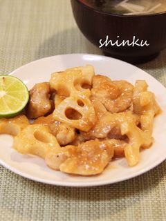 簡単!すだちde鶏もも肉と蓮根の甘酢炒め-レシピのメイン写真