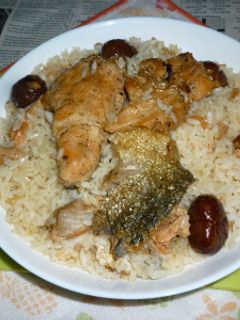 焼き鮭と焼き栗の炊き込みご飯でカフェ丼-レシピのメイン写真