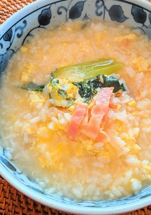 チンゲン菜とベーコンの中華スープリゾット-レシピのメイン写真