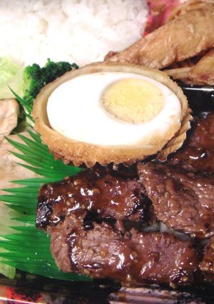ひと口牛ステーキ&鶏焼きしゃぶ弁当-レシピのメイン写真