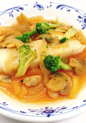 【病院】白身魚トマト煮【給食】-レシピのメイン写真