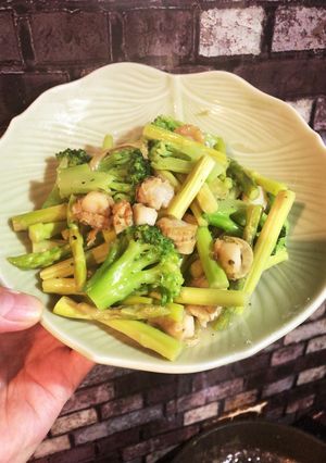 アスパラとベビーホタテの鳥塩炒め-レシピのメイン写真