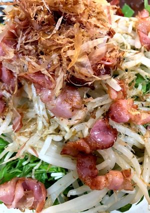 カリカリベーコンと水菜ともやしのサラダ-レシピのメイン写真