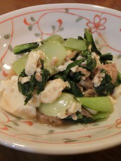 青梗菜とツナと豆腐の炒め物-レシピのメイン写真