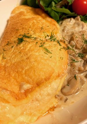 スフレオムレツ キノコとチーズのソース-レシピのメイン写真