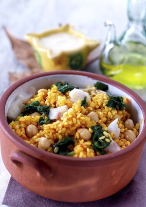 ほうれん草、ひよこ豆と鱈の土鍋ご飯-レシピのメイン写真