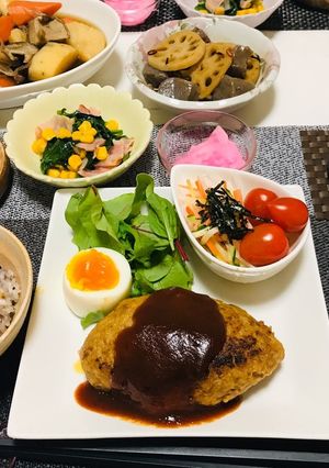 今日のメニュー・ハンバーグメインの献立-レシピのメイン写真