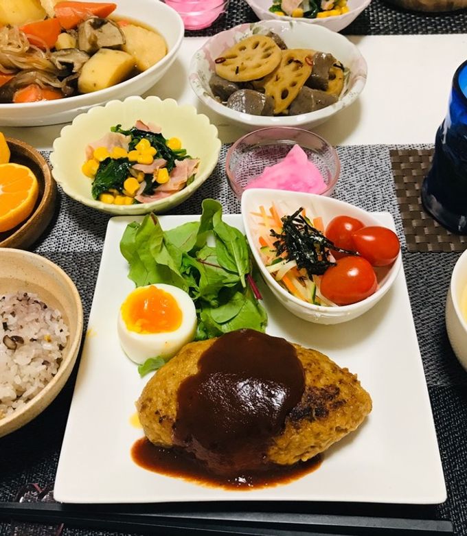 今日のメニュー・ハンバーグメインの献立-レシピのメイン写真