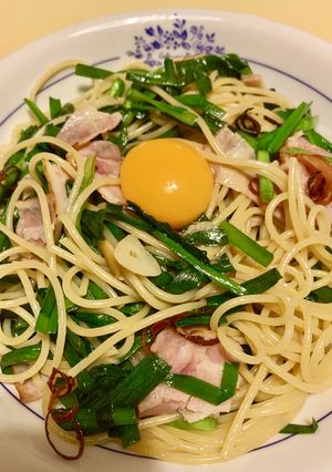 深夜に作ったニラ玉パスタ-レシピのメイン写真