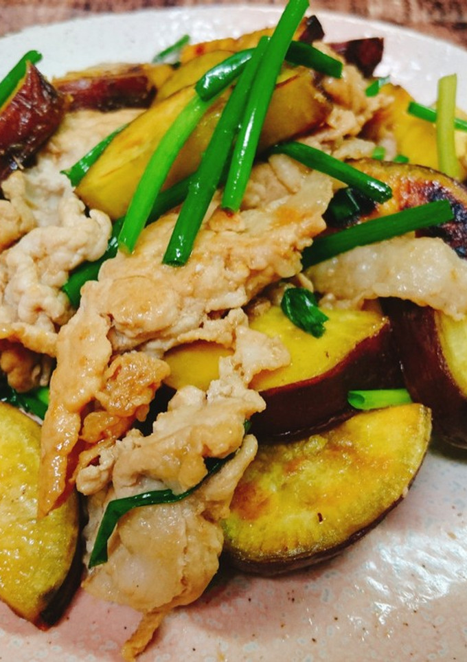 さつま芋と豚肉のだし炒め-レシピのメイン写真