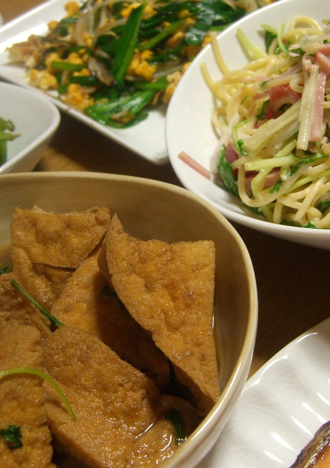 ほっとする味。厚揚げと水菜の煮物-レシピのメイン写真