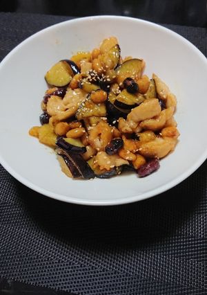 鶏むね肉とナスと豆の中華甘酢炒め-レシピのメイン写真