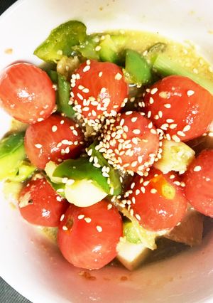レンジミニトマトピーマンネギぬた風ナムル-レシピのメイン写真