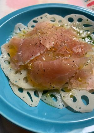 蓮根と生ハムのカルパッチョ-レシピのメイン写真