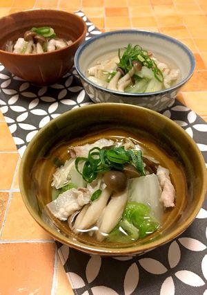 水から煮るキノコ達☆白菜&豚バラ塩スープ-レシピのメイン写真