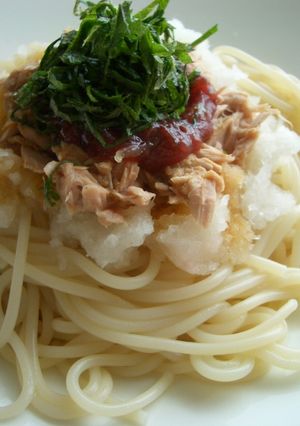 ランチに☆簡単！梅ぇ～冷製パスタ-レシピのメイン写真