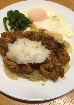 豚薄切り肉の甘辛炒め、大根おろしのせ-レシピのメイン写真