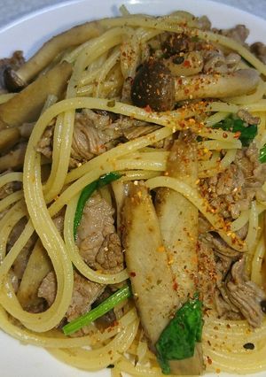 牛しぐれ煮とキノコの和風パスタ-レシピのメイン写真
