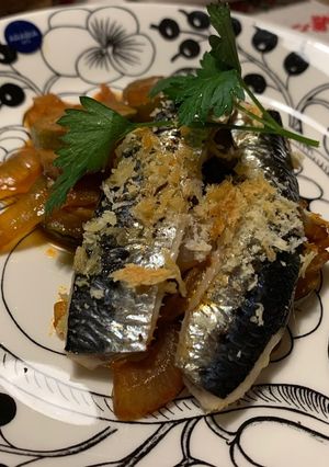 ストウブで作るイワシと彩野菜のパン粉焼き-レシピのメイン写真