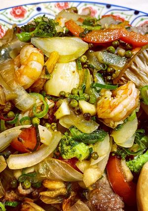 アンコールワットの青胡椒と野菜の炒め物-レシピのメイン写真