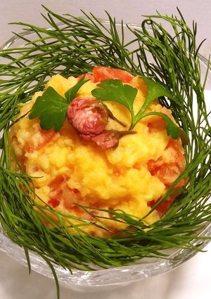 桜フレーバー トマトのポテトサラダ　-レシピのメイン写真