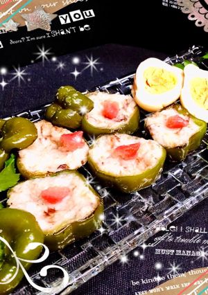 ふっくらトロとろピーマンの山芋詰め焼き♪-レシピのメイン写真