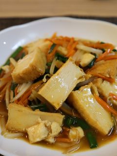 簡単節約☆厚揚げとモヤシのとろみ野菜炒め-レシピのメイン写真