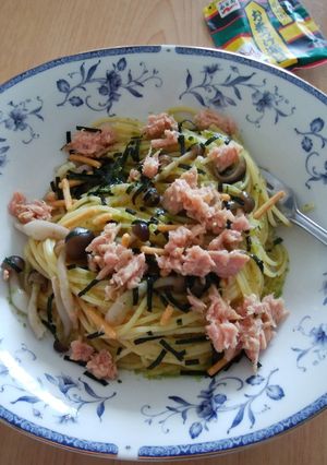 超簡単！お茶づけ海苔とツナパスタ-レシピのメイン写真