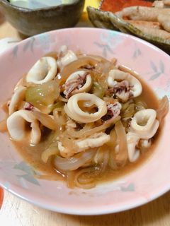 簡単!やりいかと玉ねぎのにんにく炒め-レシピのメイン写真