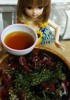 リカちゃん♡すだちつゆꕤ海藻ぶどうサラダ-レシピのメイン写真