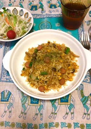 パラパラ炒飯用ご飯で☆簡単カレーピラフ風-レシピのメイン写真
