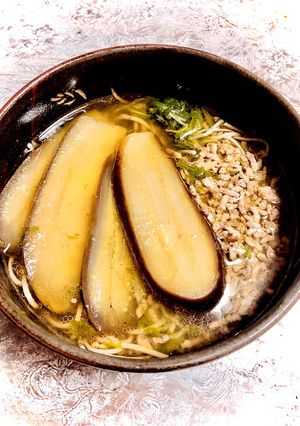 ずぼらの簡単挽肉とお茄子の時短蕎麦-レシピのメイン写真