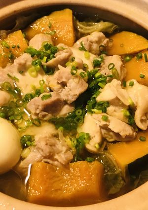 鶏むね肉をカボチャでかこむお鍋-レシピのメイン写真