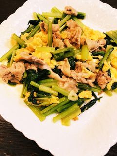小松菜と豚肉卵炒め-レシピのメイン写真