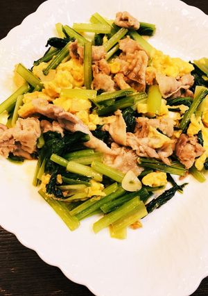 小松菜と豚肉卵炒め-レシピのメイン写真