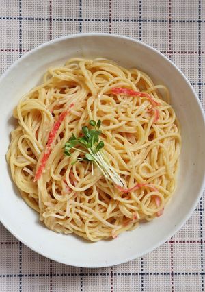 簡単なズボラ飯!カニカマのマヨ味噌パスタ-レシピのメイン写真