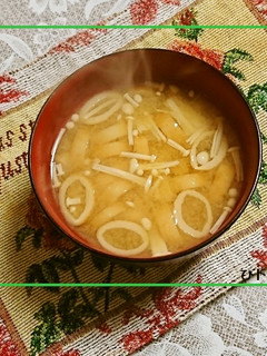 いつもあなたと♬エノキと庄内麩の味噌汁-レシピのメイン写真