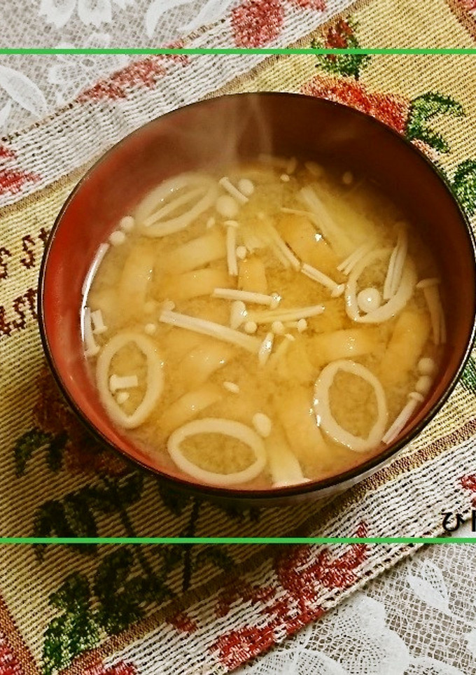 いつもあなたと♬エノキと庄内麩の味噌汁-レシピのメイン写真