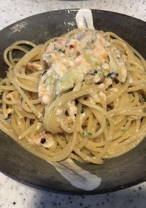 サーモン塩辛のクリームパスタ-レシピのメイン写真
