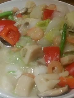 エビ・イカ・ホタテ・野菜の塩炒め-レシピのメイン写真