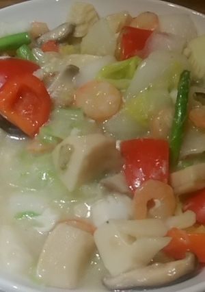 エビ・イカ・ホタテ・野菜の塩炒め-レシピのメイン写真