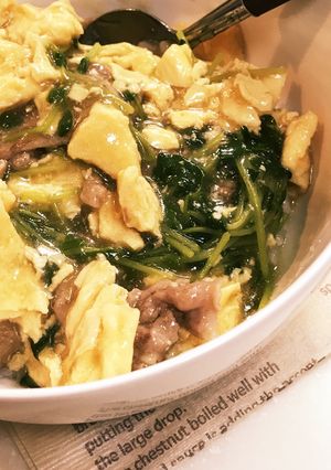 子供達大絶賛！豆苗と豚肉の玉子あんかけ-レシピのメイン写真