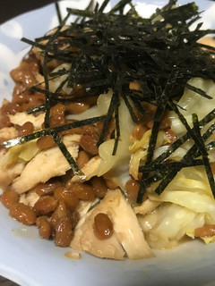 蒸し鶏とキャベツの納豆おかず-レシピのメイン写真