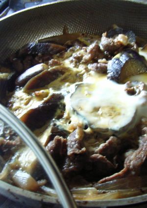 フライパンで☆牛肉とナスの甘辛卵とじ-レシピのメイン写真