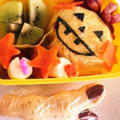 รูปของ ハロウィンキャラ弁当☆簡単カボチャお化け